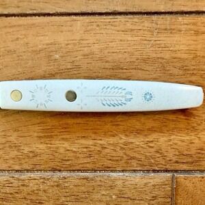 VTG Stainless USA Kitchen Utensil 7" Knife MCM Flint Ecko Style Wheat Hex Design